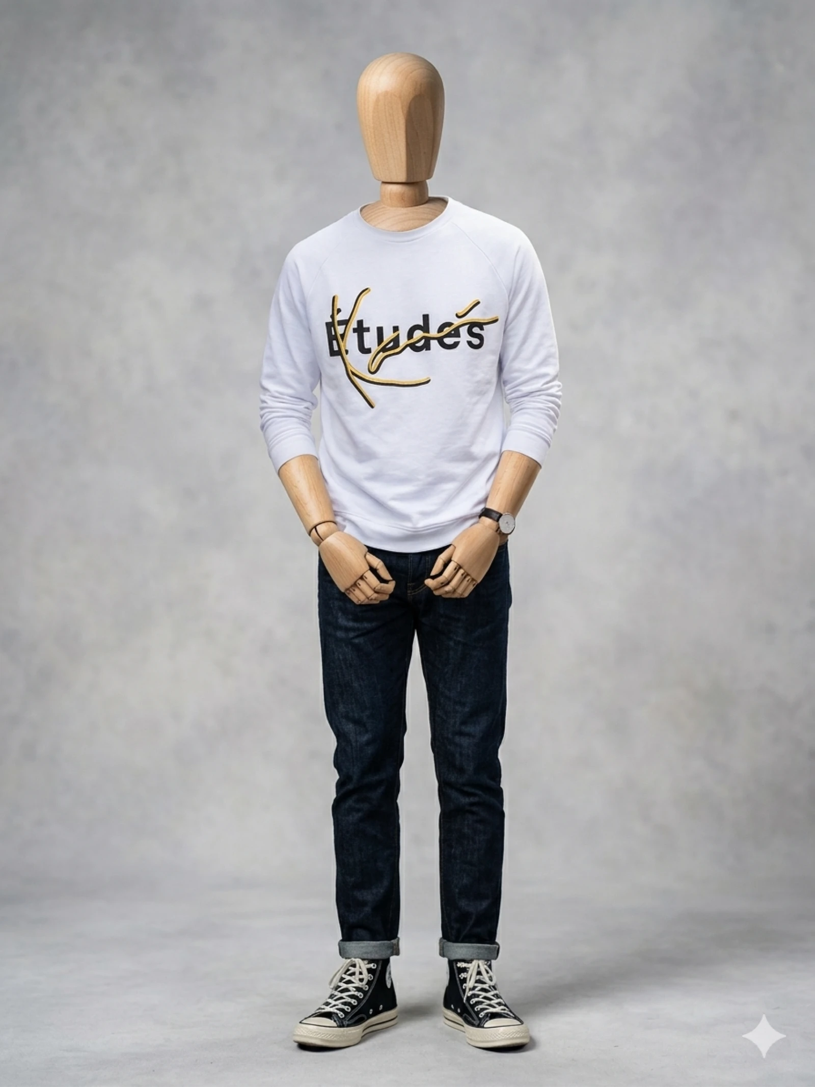 Long-sleeve white Etudes T-shirt – Limited edition, very rare, embroidered logo – photo 9